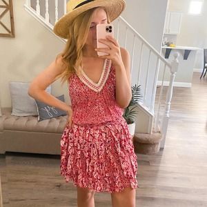 Poupette St. Barth V Neck Fit & Flare Mini Dress Medium